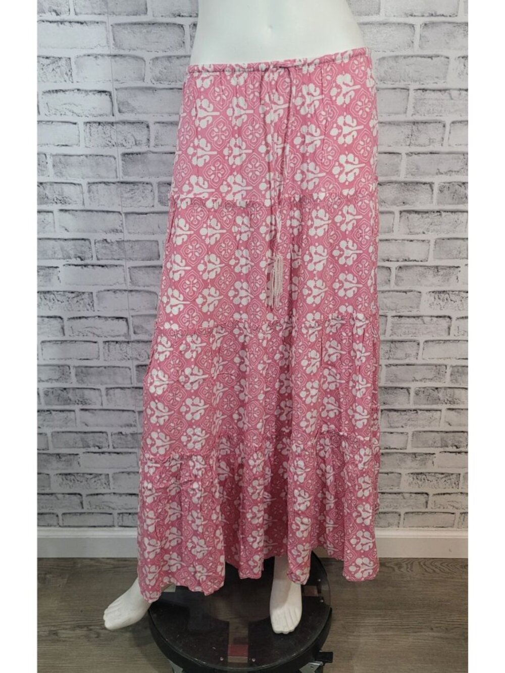 NWT Shore Brand Rosa Maxi Skirt Tiered Lightweight Viscose Pink Boho Size XS